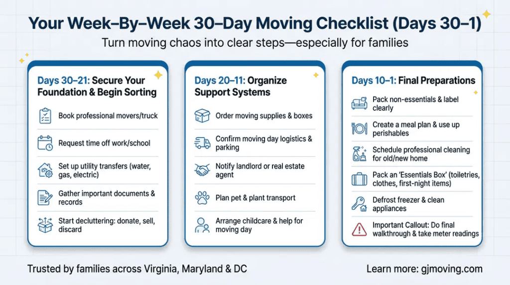 30-day moving checklist infographic